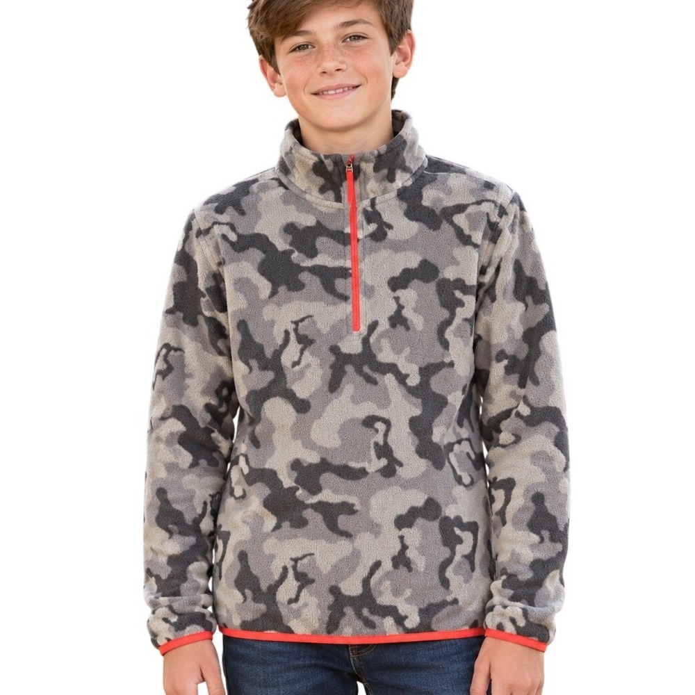 Tek Gear Boys Fleece Pullover L 14 16 Camo Quarter Zip Outdoor Hiking